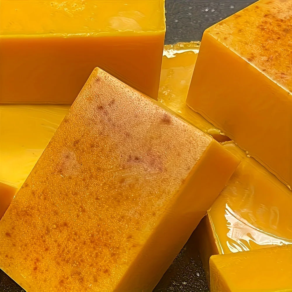 Organic Lemon Ginger Turmeric Solid Bar Soap Natural Exfoliating Cleanser Removes Dark Spots Brightens Complexion Helps Acne