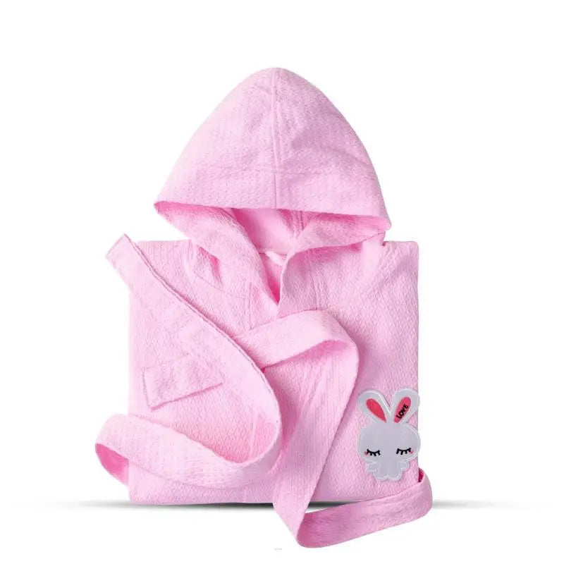 Cute Kids 100% Cotton Terry Cartoon Robe Bathrobe Boy And Girl Solid Towel Sleepwear Long Bath Robe Kimono Dressing Gown Robes