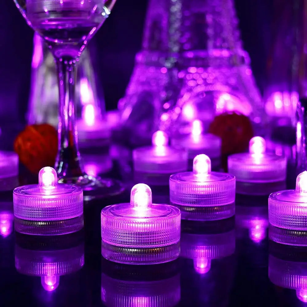 12Pcs Submersible LED Light Flameless Candle Tealights Underwater Pool Lights For Wedding Home Vase Festival Party Decoration