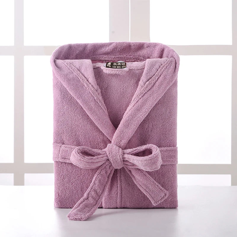 Hooded Bathrobe Men 100% Cotton Long Terry Towel Big and Tall Towel Bathrobe Male Terry Cloth Bath Robe Sleeping Dressing Gown