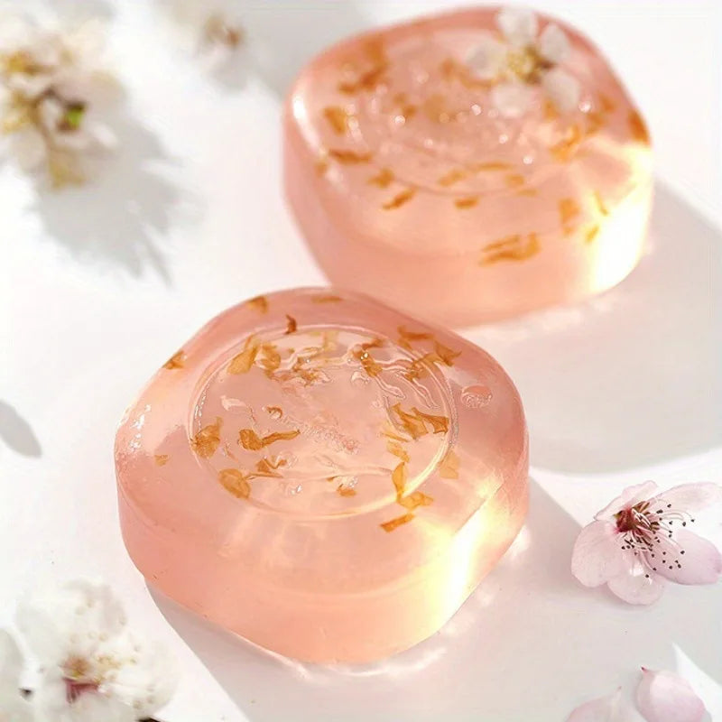 Organic Essential Oil Sakura Soap with Tea Tree Oil Moisturizing Soothing Facial Soap for Sensitive Skin Care Fruit Bath Soap