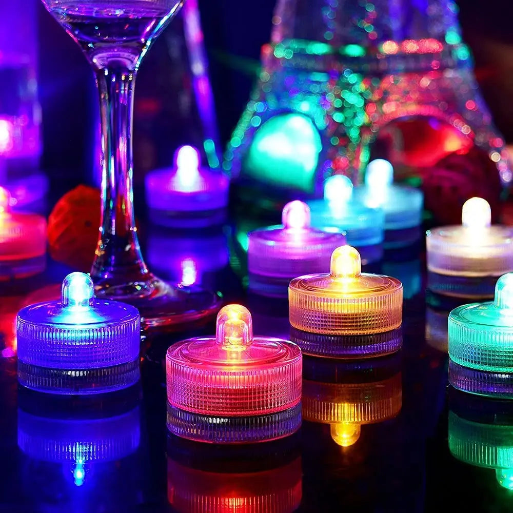 12Pcs Submersible LED Light Flameless Candle Tealights Underwater Pool Lights For Wedding Home Vase Festival Party Decoration