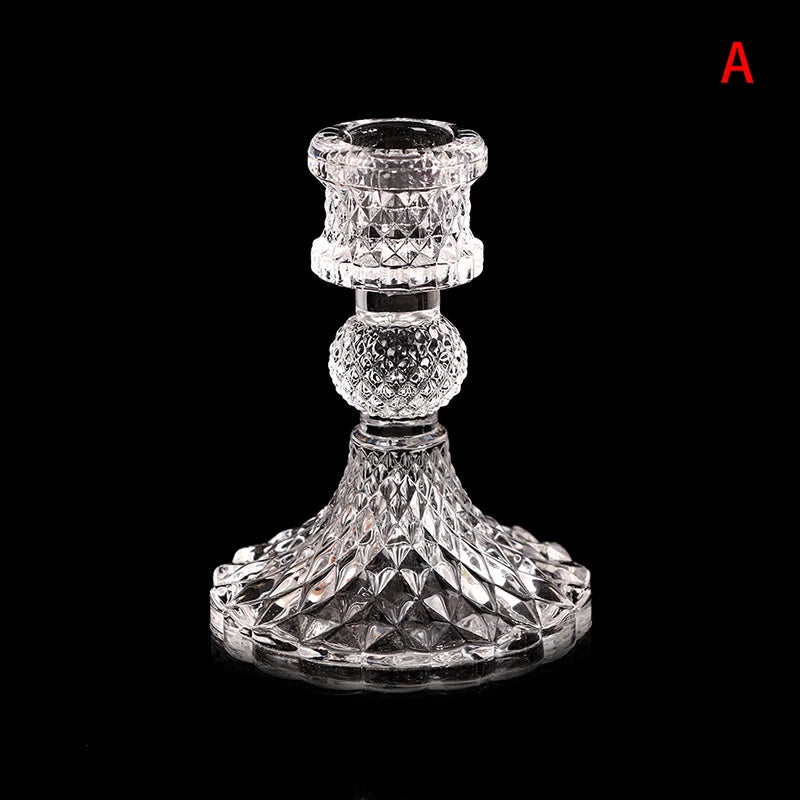Glass Candle Holders Wedding Candlestick Fine Transparent Crystal Glass Candle Stand Dining Home Decoration