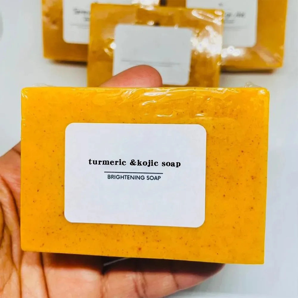 Organic Lemon Ginger Turmeric Solid Bar Soap Natural Exfoliating Cleanser Removes Dark Spots Brightens Complexion Helps Acne