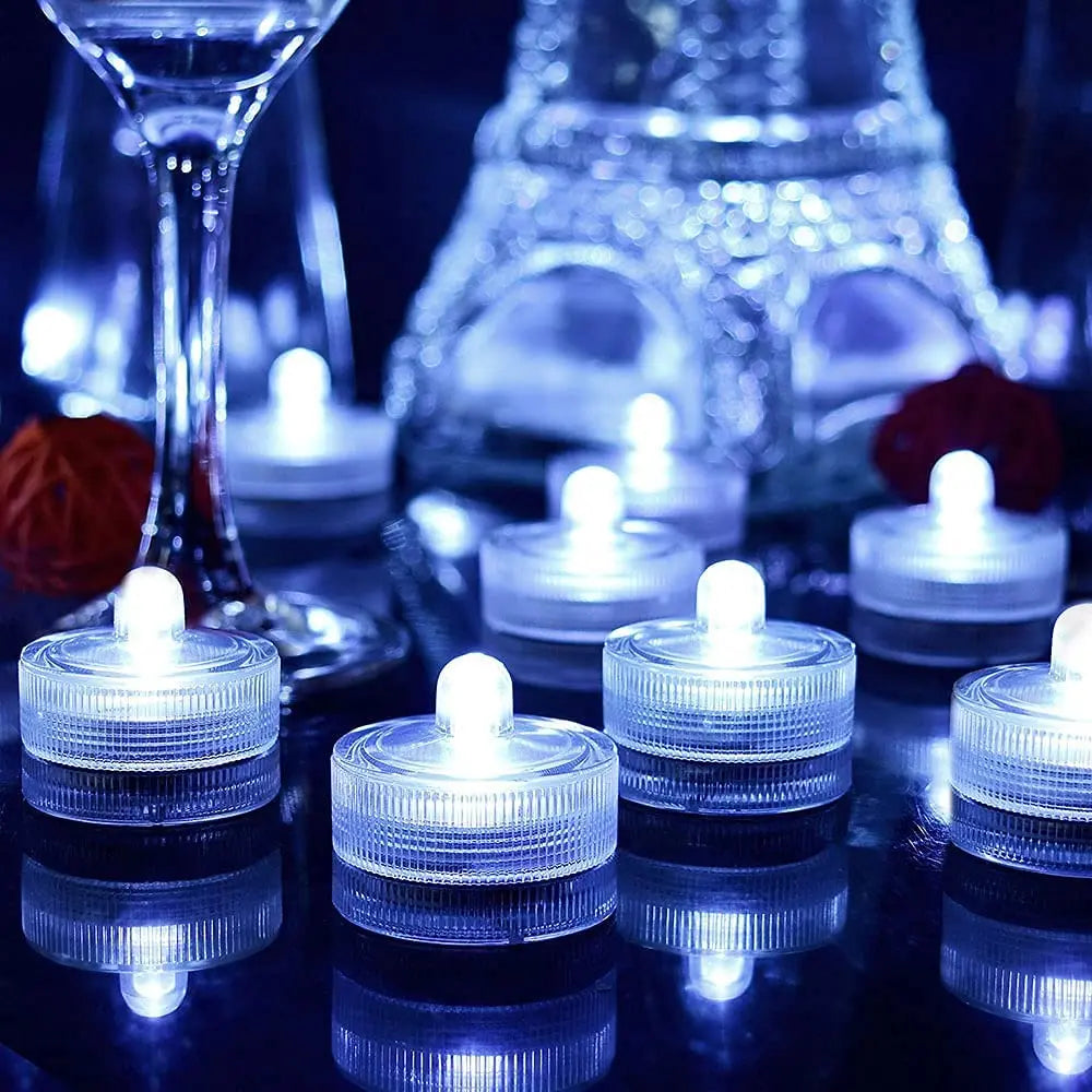 12Pcs Submersible LED Light Flameless Candle Tealights Underwater Pool Lights For Wedding Home Vase Festival Party Decoration