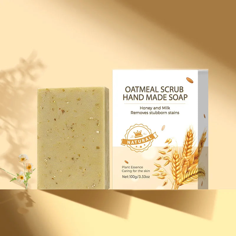 Handmade Olive Oil Soap Bar with Oatmeal Scrub Honey Milk Herbal Ingredients Lightening Whitening Face and Body Wash Bar
