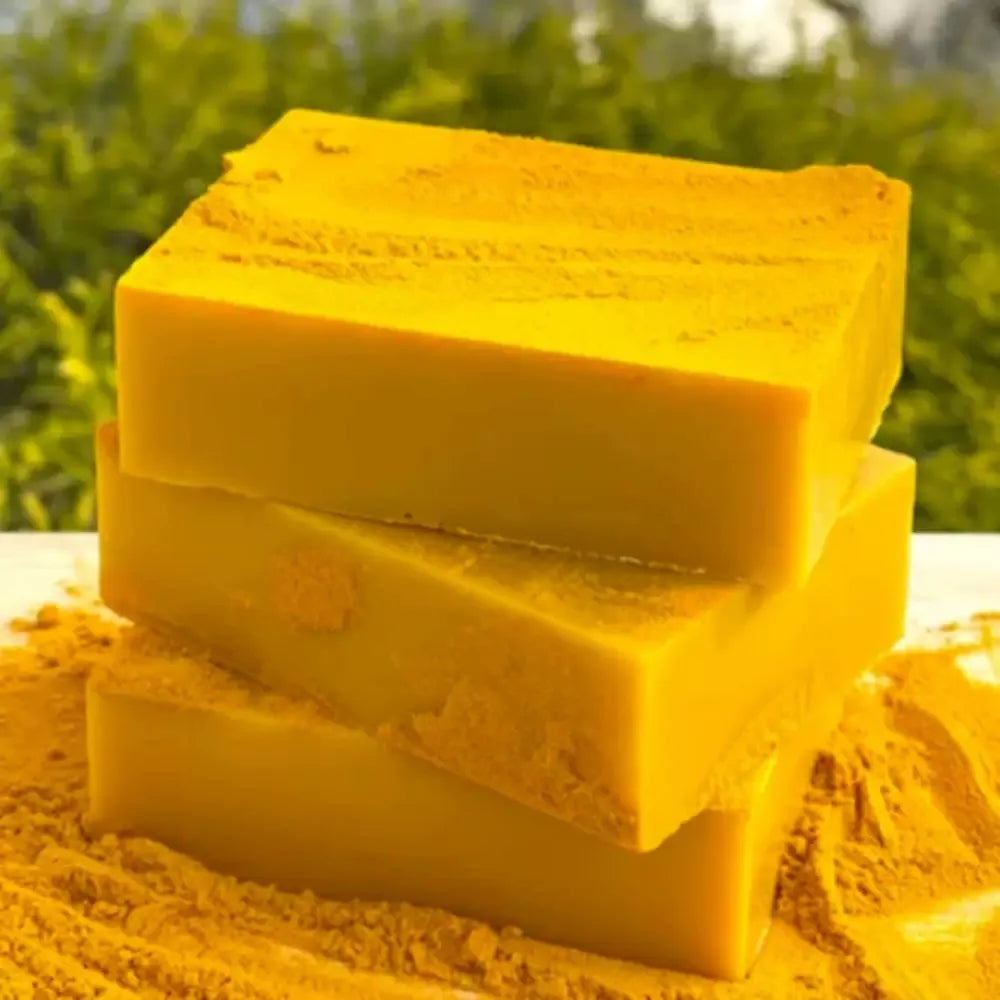 Organic Lemon Ginger Turmeric Solid Bar Soap Natural Exfoliating Cleanser Removes Dark Spots Brightens Complexion Helps Acne