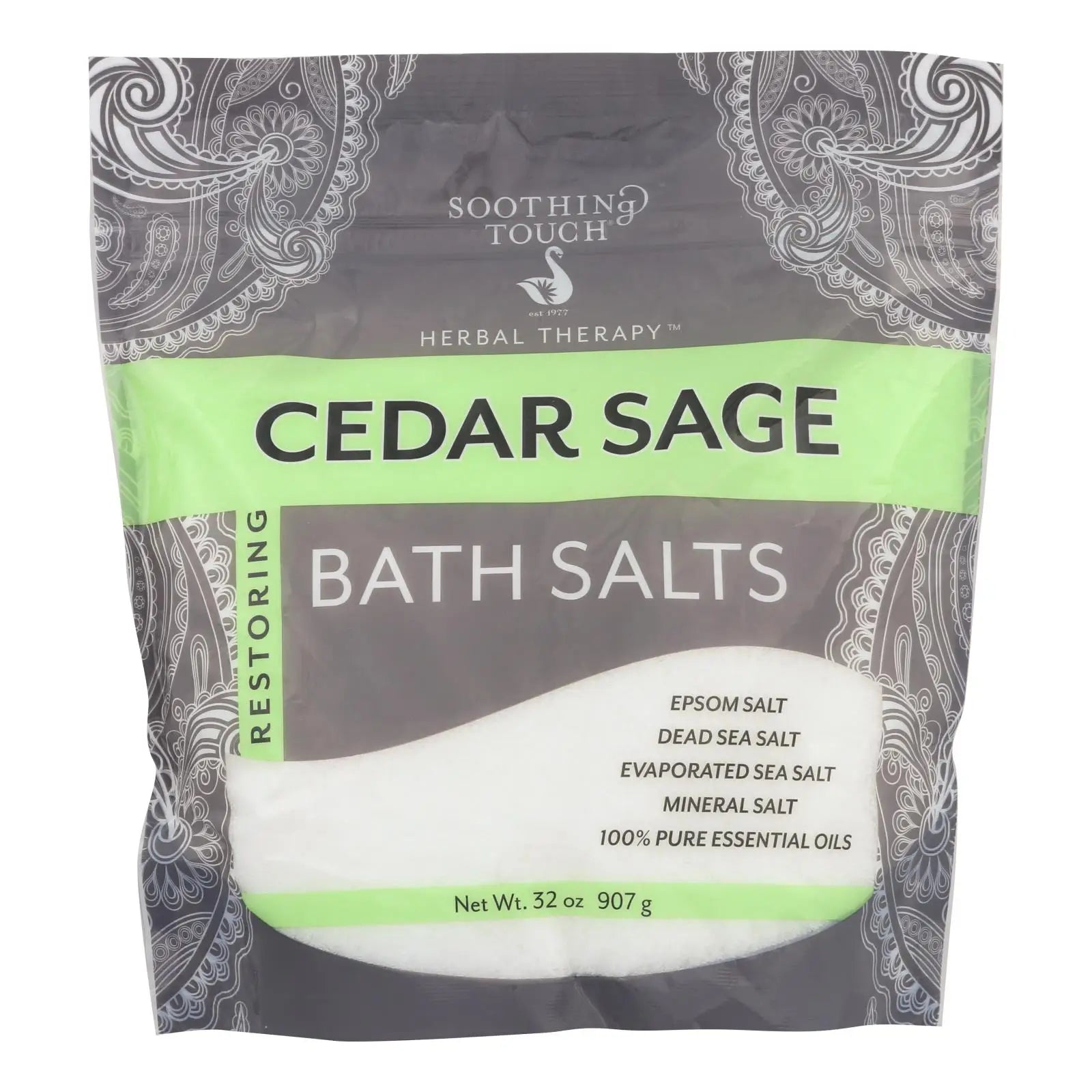 UD2 Soothing Touch Bath Salts 32 oz Cedar Sage Himalayan & Dead Sea Salt Jasmine & Rose Scented Exfoliating Mineral Sea Salt