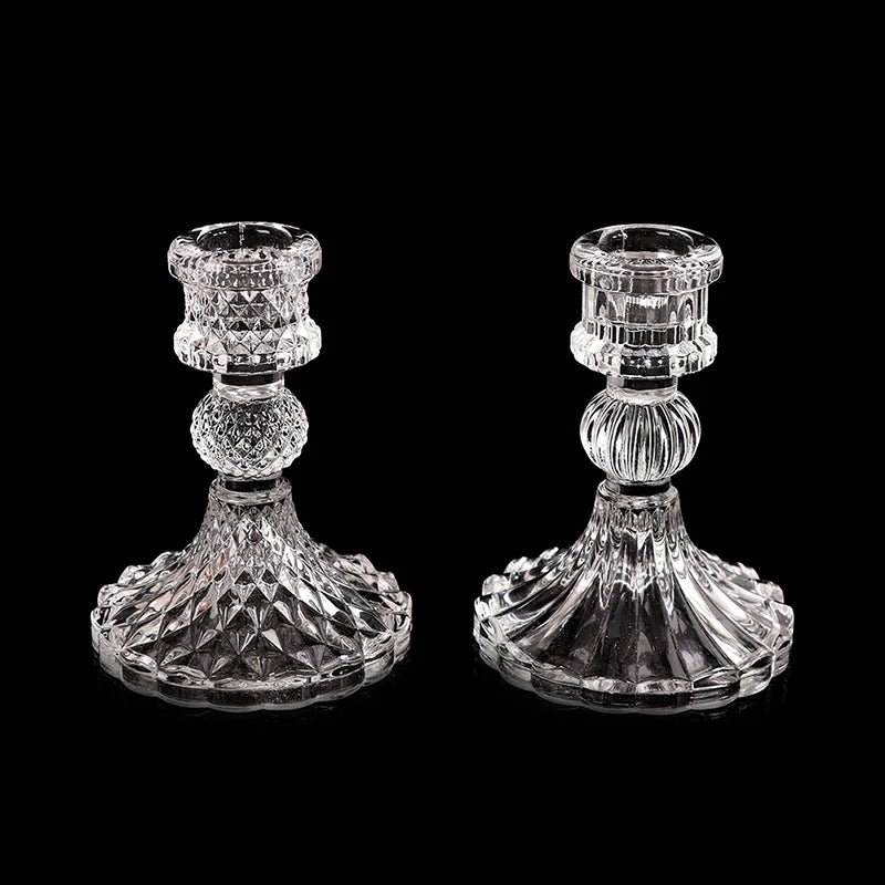 Glass Candle Holders Wedding Candlestick Fine Transparent Crystal Glass Candle Stand Dining Home Decoration