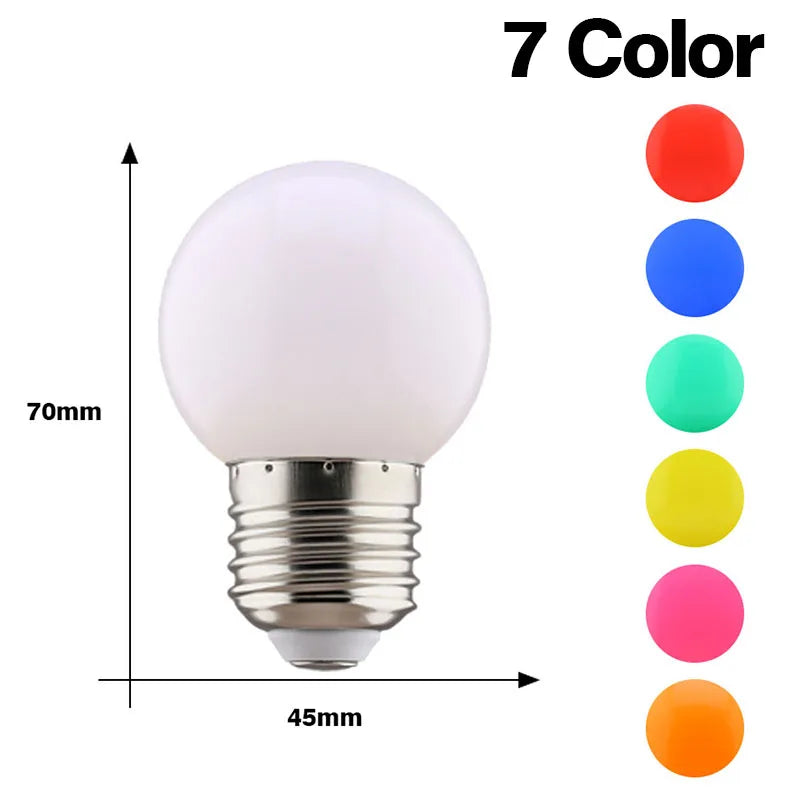 2pcs Colorful Led Light Bulb G45 E27 220V LED Lamp Red Yellow Blue Green Pink Orange White Christmas Wedding Night Light Indoor