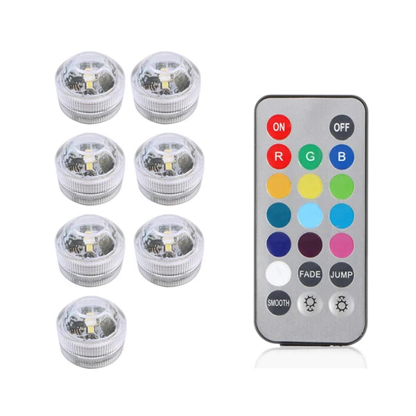 Led Submersible Night Light Lamp RGB Underwater Light Wedding Tea Light Vase Fish Tank Pool Party Christmas Decorative Lights