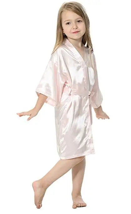 B16811 2017 Hot Sale Silk Kid Robe Kimono Robes Bridesmaid Dress Children Bathrobe Sleepwear Baby Clothes children's bathrobe