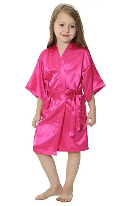 B16811 2017 Hot Sale Silk Kid Robe Kimono Robes Bridesmaid Dress Children Bathrobe Sleepwear Baby Clothes children's bathrobe