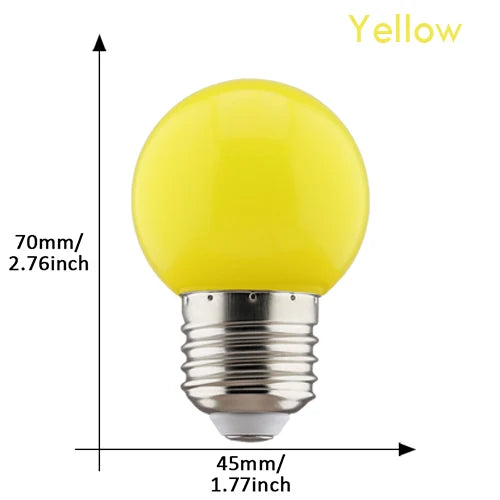 2pcs Colorful Led Light Bulb G45 E27 220V LED Lamp Red Yellow Blue Green Pink Orange White Christmas Wedding Night Light Indoor