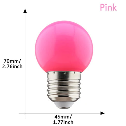 2pcs Colorful Led Light Bulb G45 E27 220V LED Lamp Red Yellow Blue Green Pink Orange White Christmas Wedding Night Light Indoor