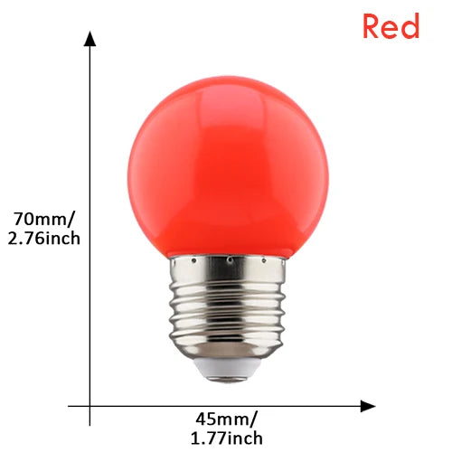2pcs Colorful Led Light Bulb G45 E27 220V LED Lamp Red Yellow Blue Green Pink Orange White Christmas Wedding Night Light Indoor