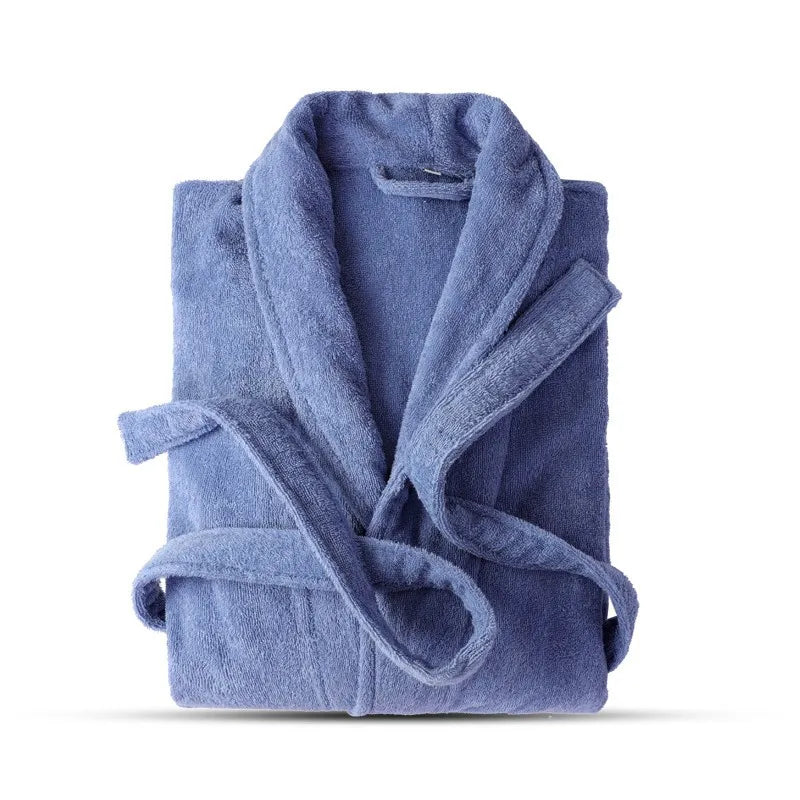 Men Women 100% Cotton Terry Bathrobe Lovers Solid Towel Sleepwear Thicken Bath Robe Kimono Femme Dressing Gown Bridesmaid Robes