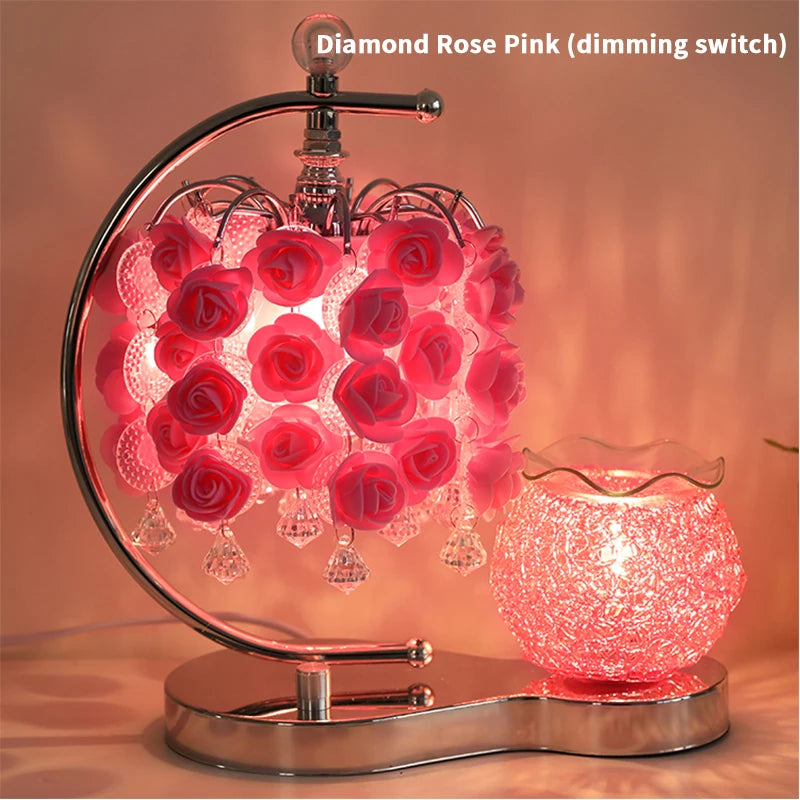 Incense Burner Machine for Bedroom, Bedside Lamp, Rose, Plug-in, Essential Oil, Aromatherapy Lamp, Birthday and Wedding Gift