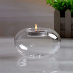 Round Hollow Glass Candle Holders Candlestick Dining Home Decor Wedding Supplies