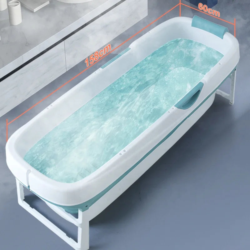 Manufacturer OEM Good Price Super Large Eco-Friendly European Style PP Plastic Foldable Bathtub with Lid and Stand for Adults