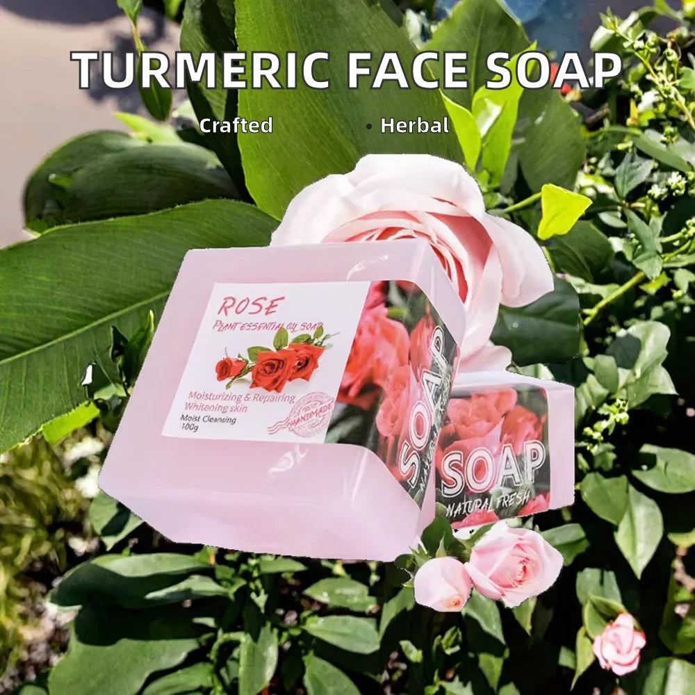Handmade Organic Turmeric Soap for Face Body Herbal Anti-Acne Lightening Whitening Moisturizing Skin Care Solid Bar for All Skin
