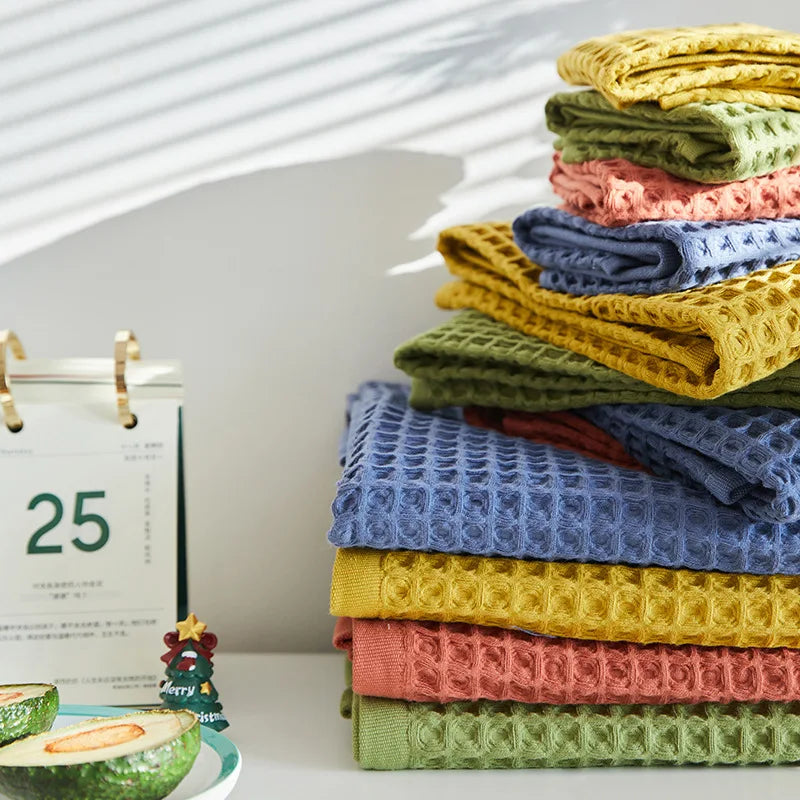 100% Cotton Waffle Weave Durable Highly-absorbent Bath Towel 70*140cm Bath Sheet Waffle Throw Blanket for Kids Adult Home Use