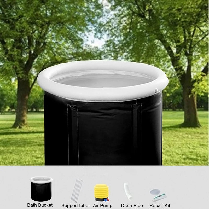 Black Customized PVC Foldable Bathtub Portable Hot Bath Tub with Lid for Adults Foldable Indoor Bathroom Use