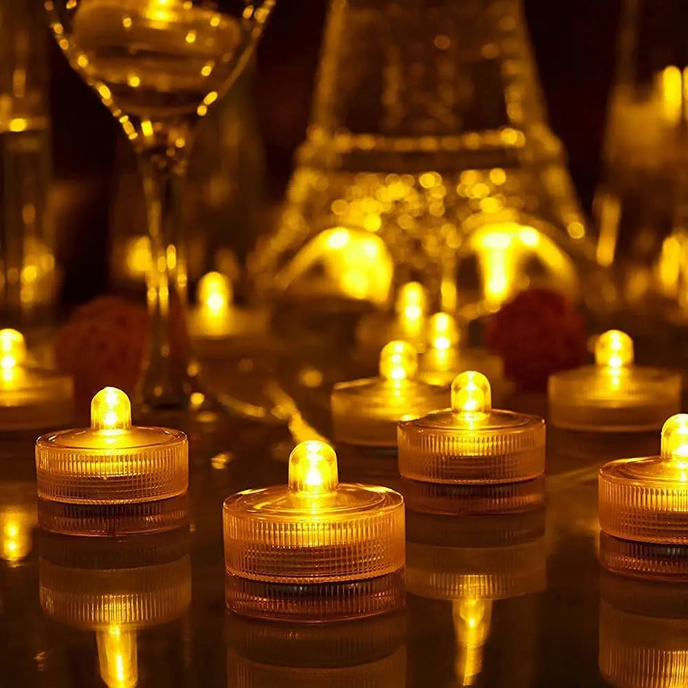 12Pcs Submersible LED Light Flameless Candle Tealights Underwater Pool Lights For Wedding Home Vase Festival Party Decoration