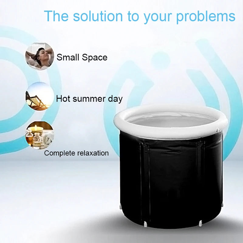 Black Customized PVC Foldable Bathtub Portable Hot Bath Tub with Lid for Adults Foldable Indoor Bathroom Use