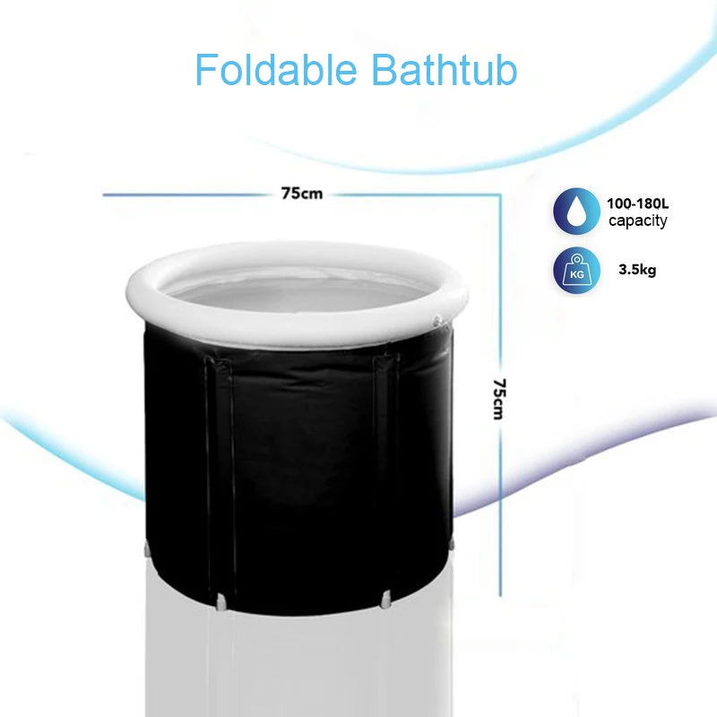 Black Customized PVC Foldable Bathtub Portable Hot Bath Tub with Lid for Adults Foldable Indoor Bathroom Use