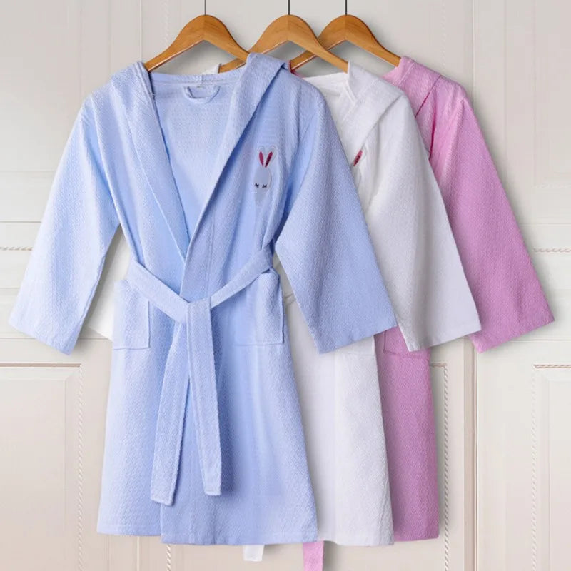 Cute Kids 100% Cotton Terry Cartoon Robe Bathrobe Boy And Girl Solid Towel Sleepwear Long Bath Robe Kimono Dressing Gown Robes