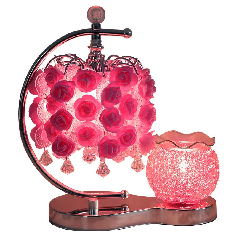 Incense Burner Machine for Bedroom, Bedside Lamp, Rose, Plug-in, Essential Oil, Aromatherapy Lamp, Birthday and Wedding Gift