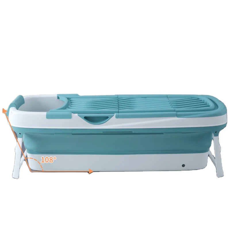 Manufacturer OEM Good Price Super Large Eco-Friendly European Style PP Plastic Foldable Bathtub with Lid and Stand for Adults