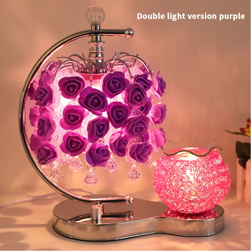 Incense Burner Machine for Bedroom, Bedside Lamp, Rose, Plug-in, Essential Oil, Aromatherapy Lamp, Birthday and Wedding Gift