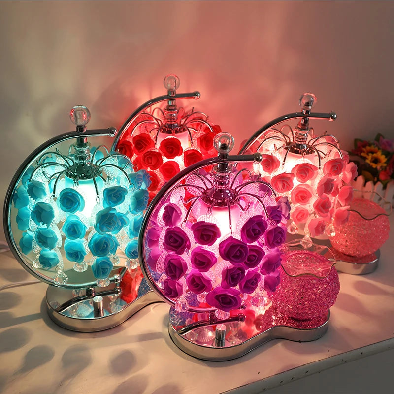 Incense Burner Machine for Bedroom, Bedside Lamp, Rose, Plug-in, Essential Oil, Aromatherapy Lamp, Birthday and Wedding Gift