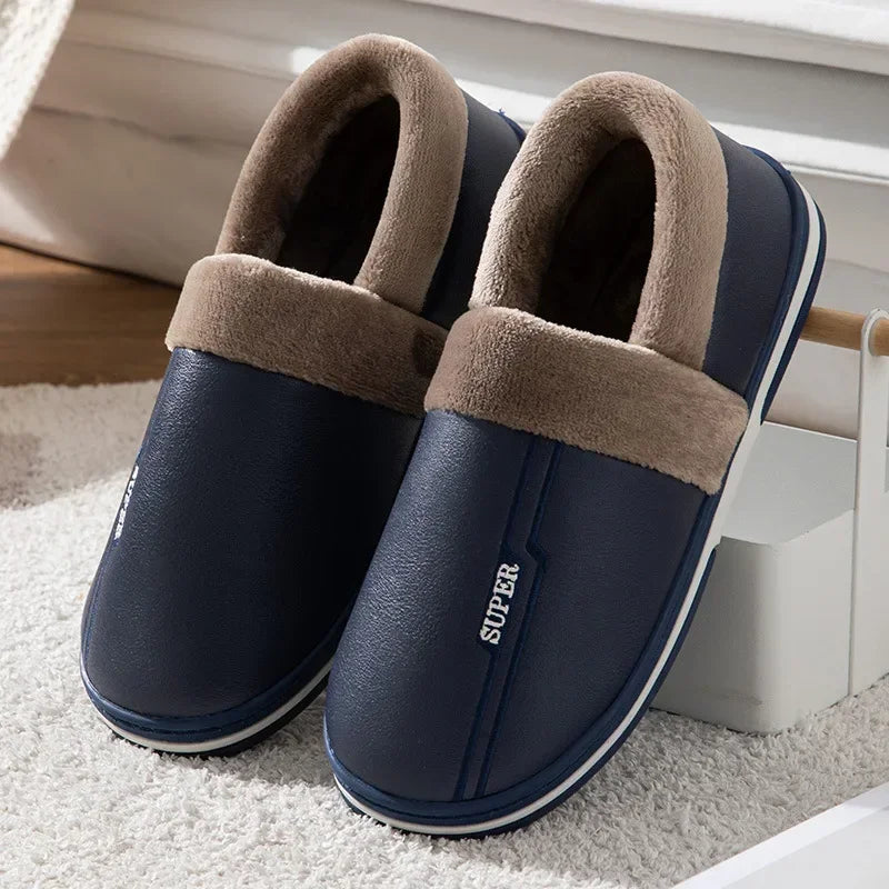 Men’s Slide-On Winter Slippers – Big Size, Warm & Plush