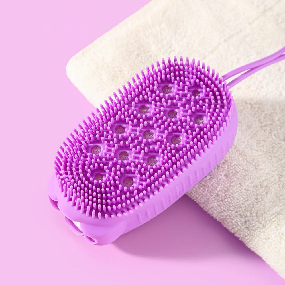 Silicone Body Scrubber Shower Exfoliating Scrub Sponge Bubble Bath Brush Massager Skin Cleaner Cleaning Pad Bathroom Accessories