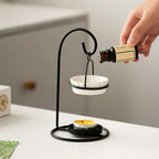 Essential Oil Burner Ceramic Aromatherapy Diffuser Oil Burner with Iron Tea Light Candle Holder Essential Oil Fragrance Diffuser