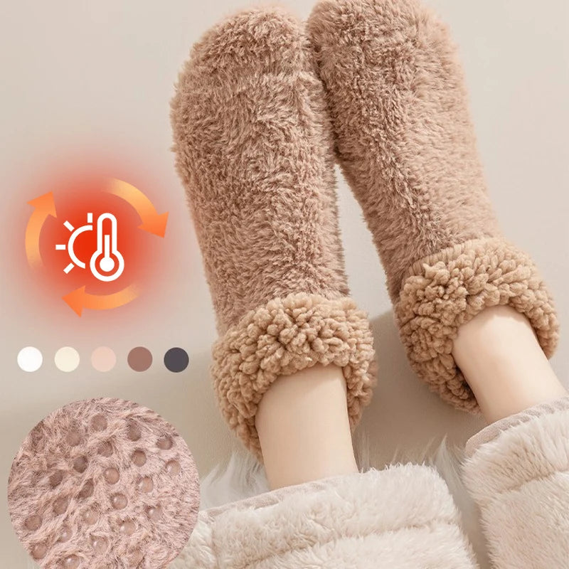 Fireside Fleece Slipper Socks Non-Slip Thermal Footwear with Plush Lining for Cozy Evenings Winter Home Comfort