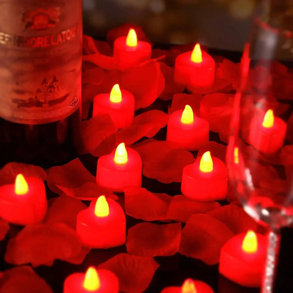 24pcs Heart Shape LED Flameless Tealight Candles Decorations For Romantic Night Valentine's Day Wedding Anniversary Or Table D