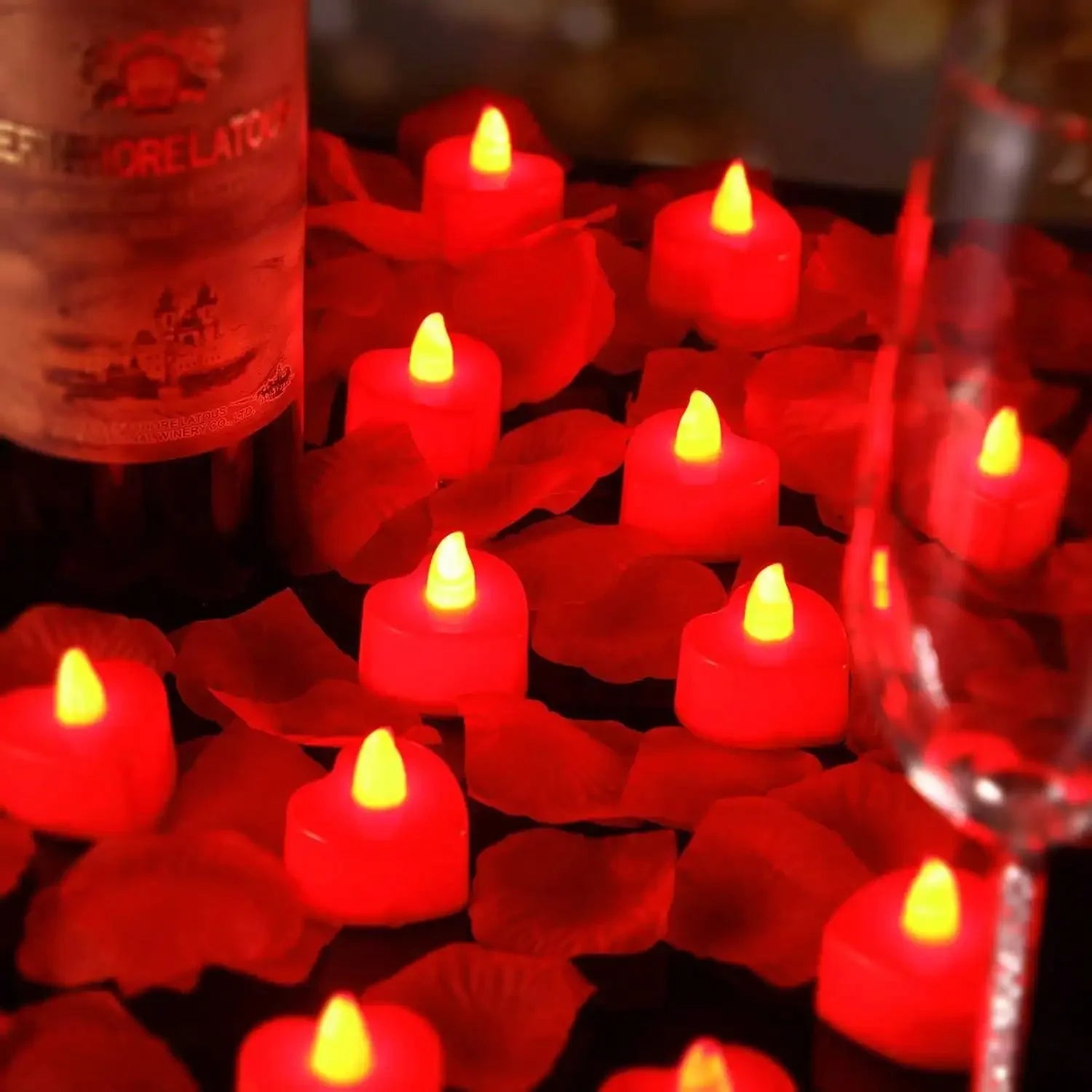 24pcs Heart Shape LED Flameless Tealight Candles Decorations For Romantic Night Valentine's Day Wedding Anniversary Or Table D