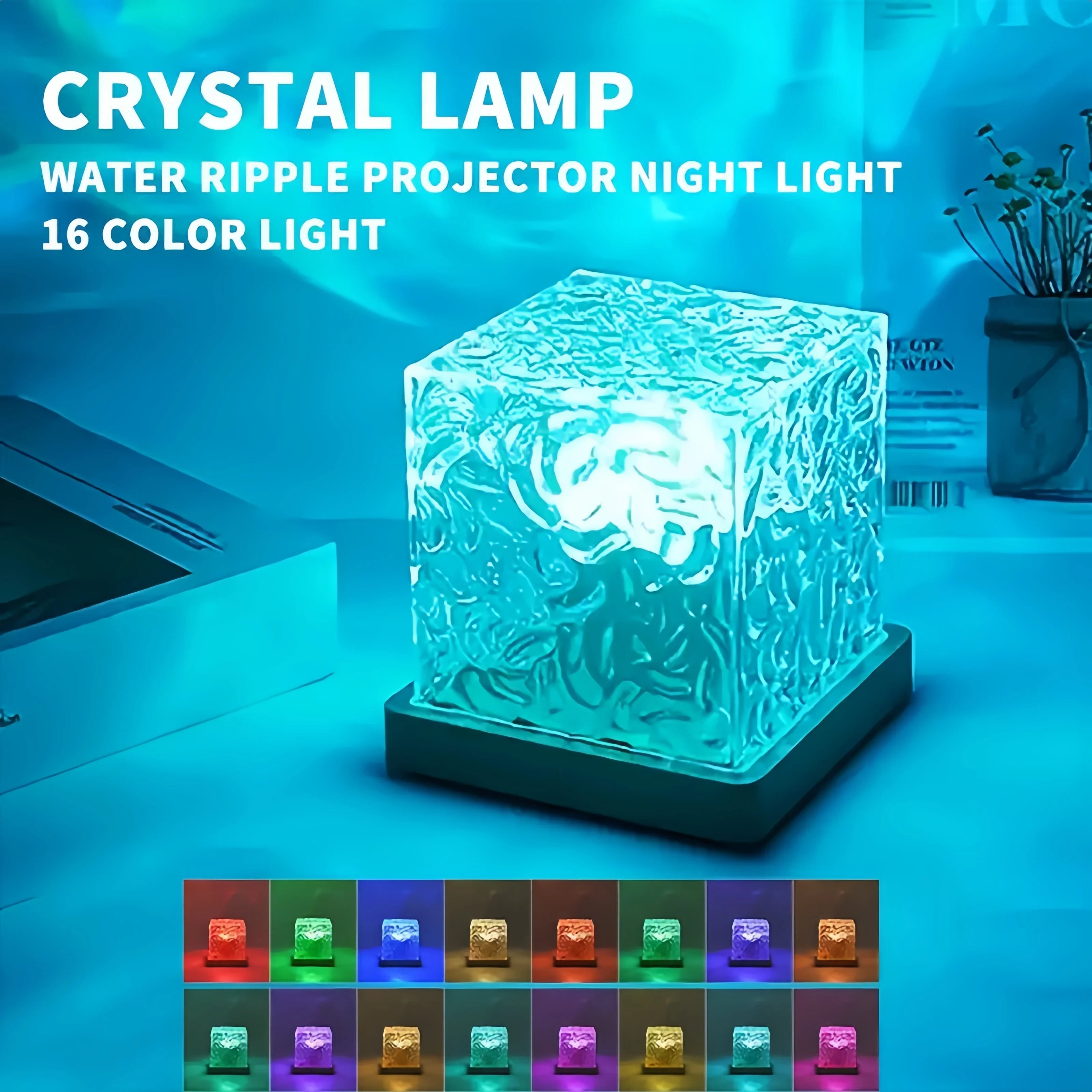 16 Colors Ocean Wave Water Projector Light Touch LED Night Light Remote Dimmable Auto Rotating USB Powered Gift Party Decoration