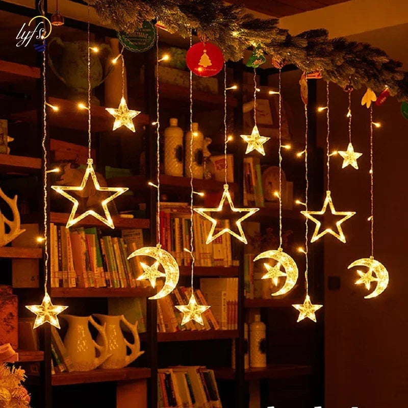LED Curtain Fairy String Lights Bedroom Living Garden EU Plug Waterproof Light For Wedding Party Christmas New Year Decoration