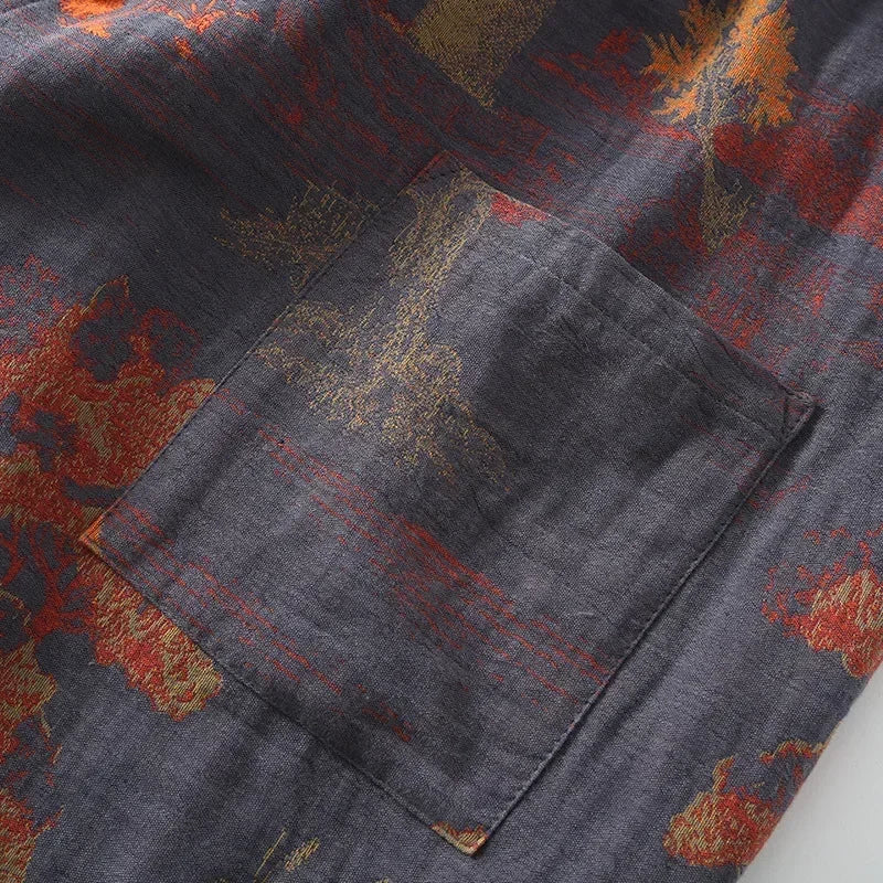 Roomwear Cotton Kimono Pajamas Robes for Spring Jacquard Printed Home Men's Clothing Medium Length Oversized Breathable Bathrobe