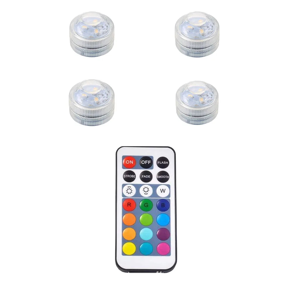 Mini Submersible LED Lights with Remote Control - Small Tea Light Underwater Light Battery Powered for Party Event Vase Fishtank