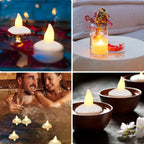 12Pcs LED Floating Candle Light Waterproof Flameless Floating Tealight Smokeless Flickering Prop Lamp Decor for Party