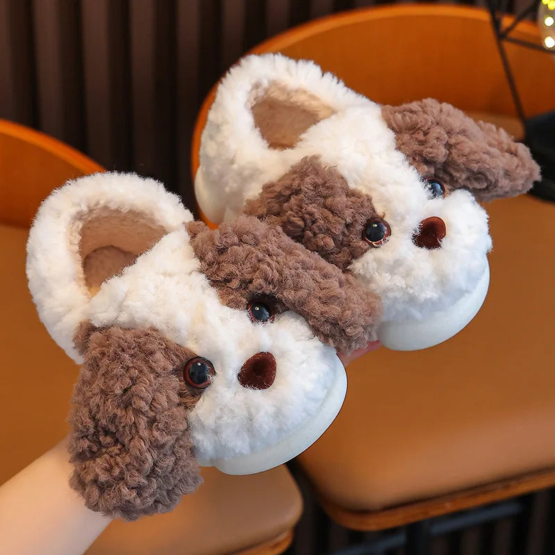 Cute Puppy Dog Slippers for Girls and Boys – All-Season Anti-Slip House Shoes