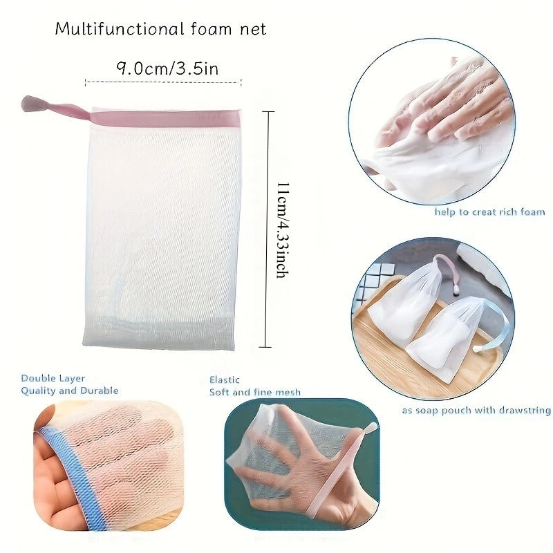 10pcs Square Soap Saver Bags, Double-Layer Durable Mesh Soap Pouches with Drawstring, Multi-Purpose Handmade Soap Bags for Body
