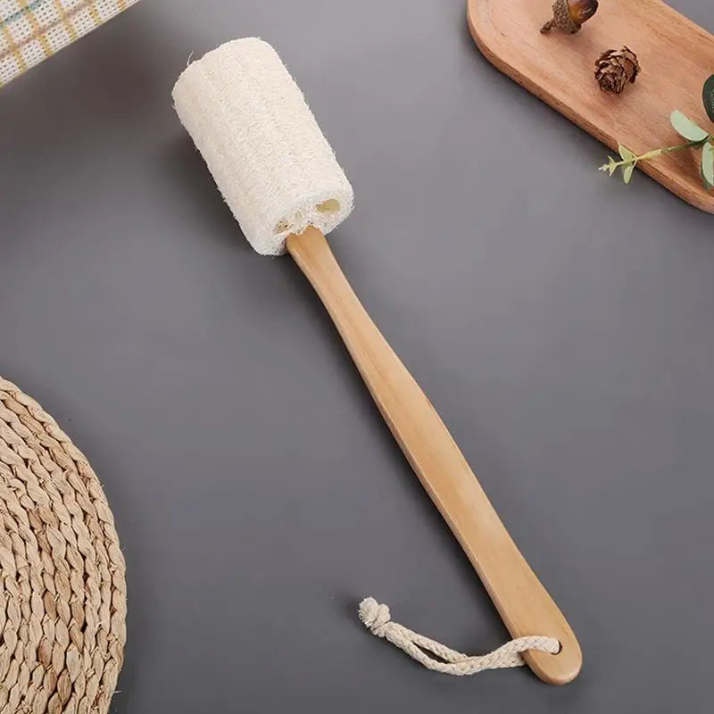Loofah Back Scrubber With Handles Body Brush Shower Back Brush Natural Exfoliator Loofah With Long Wooden Handle For Elderly