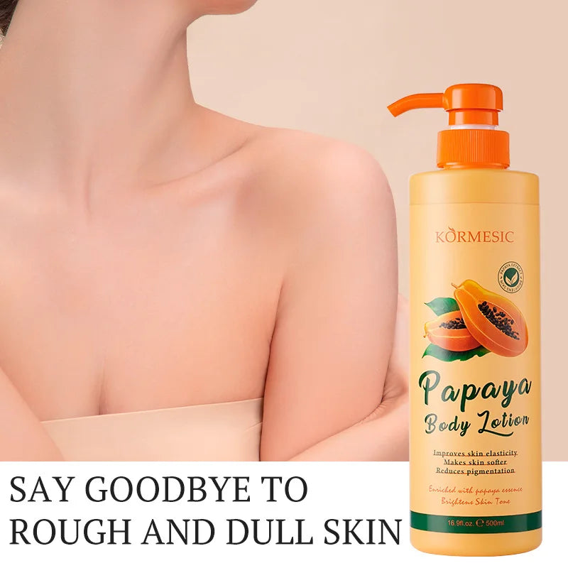 500ML KORMESIC Papaya Body Lotion Cream Moisturising Exfoliating Leg Arm Nourishing Anti Smooth Skin Care